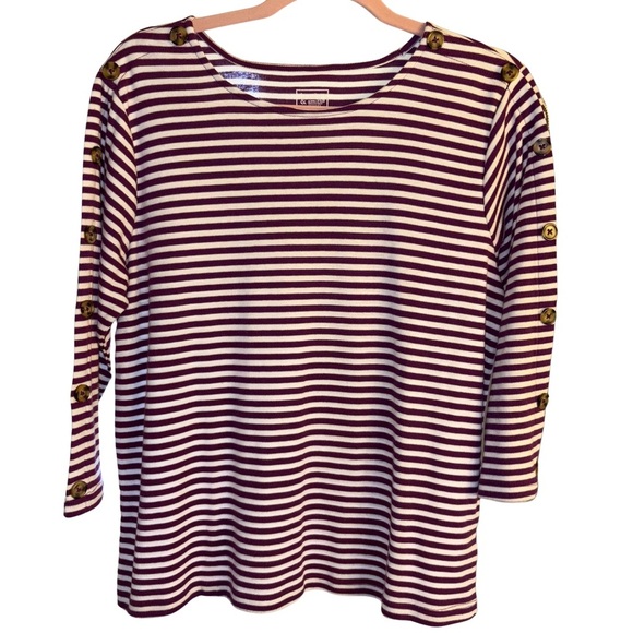 Striped Purple and White Women's Top - Picture 1 of 4